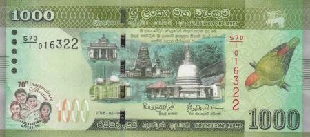 Sri-Lanka 1000 Rupees 70 ans de l\'Indépendance 2018 - Neuf
