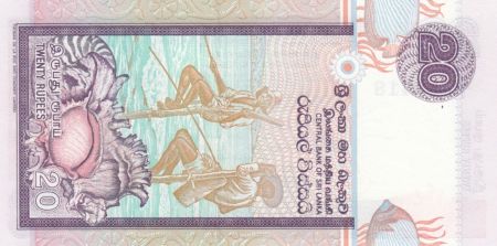 Sri-Lanka 20 Rupees Masque de nativité - Pêcheurs - 1991 - P.103 Neuf