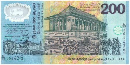 Sri-Lanka 200 Rupees 1998 - Temple - 50 Ans, Indépendance