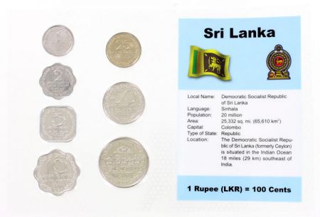 Sri-Lanka Blister 7 monnaies SRI LANKA (1 cent à 1 rupee)