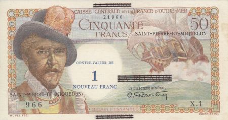 St-P. et Miquelon 1 NF/50 Francs - Belain d\'Esmanduc - 1960 - Série J.30
