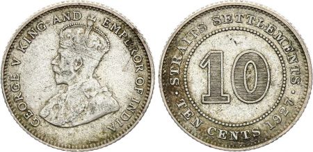 Straits Settlements 10 Cent George V - 1927 - Argent