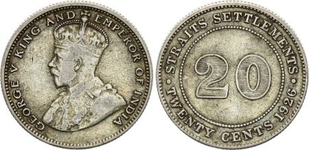 Straits Settlements 20 Cent George V - 1926 - Argent