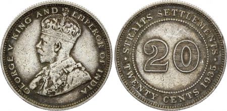 Straits Settlements 20 Cent George V - 1935 - Argent