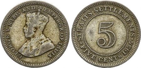 Straits Settlements 5 Cent George V - 1935 - Argent