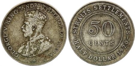 Straits Settlements 50 Cent George V - 1920 - Argent