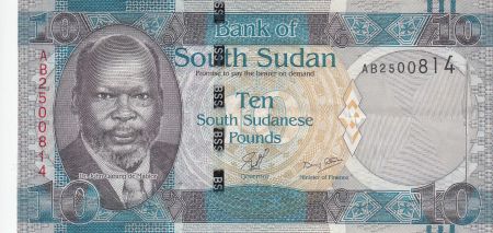Sud Soudan 10 Dollars ND2011 - John Garang de Mabior, buffles
