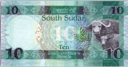 Sud Soudan 10 Pounds, Dr John Garang de Mabior - Buffles - 2015