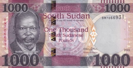 Sud Soudan 1000 Pounds - Dr John Garang de Mabior - Autruche - 2021 - Serial BM - PNEW