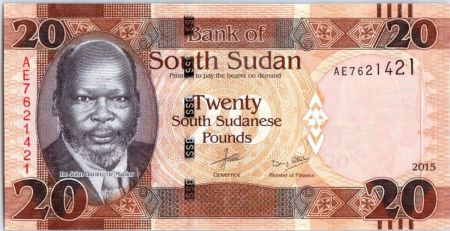 Sud Soudan 20 Pounds, Dr John Garang de Mabior - Antilopes - 2015
