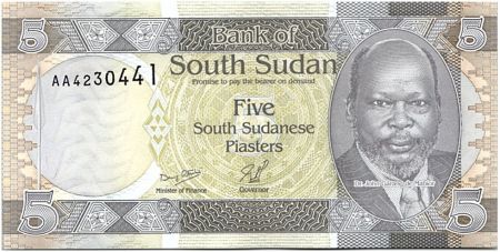 Sud Soudan 5 Piastres Dr John Garang de Mabior - Autruches - 2011