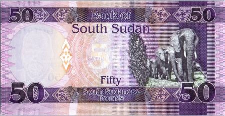 Sud Soudan 50 Pounds, Dr John Garang de Mabior - Eléphants - 2015
