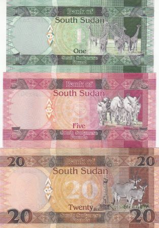 Sud Soudan Série 3 billets  - J. Garang de Mabior - 2011-2015