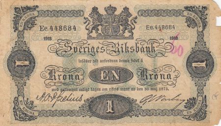 Suède 1 Krona 1918 - Armoiries