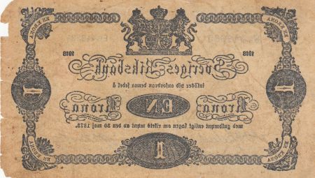 Suède 1 Krona 1918 - Armoiries