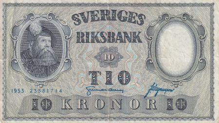 Suède 10 Kronor - Roi Gustaf Vasa - 1953 - P.43a