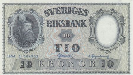 Suède 10 Kronor Roi Gustaf Vasa - 1954