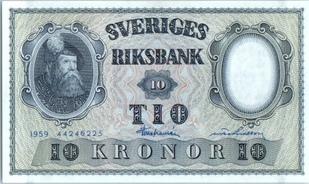 Suède 10 Kronor Roi Gustaf Vasa - 1959