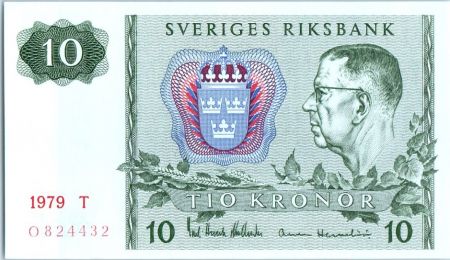 Suède 10 Kronor Roi Gustaf VI - 1979