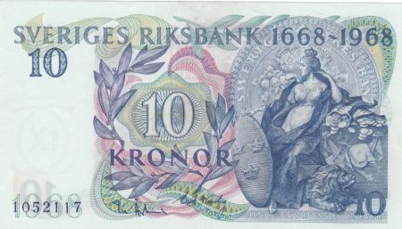 Suède 10 Kronor Svea - Ancienne Banque - 1968 - Neuf - P.56