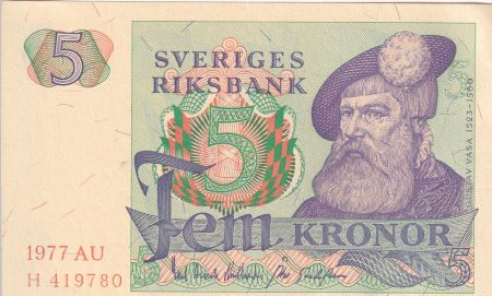 Suède 5 Kronor - Gustav Vasa - 1977 - Série AU - P.51c
