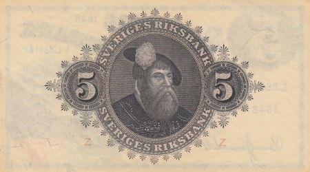 Suède 5 Kronor Svea - Gustav Vasa - 1948 - L.359187