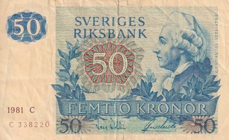 Suède 50 - Kronur - Gustav III - 1981 - Série C - P.53c