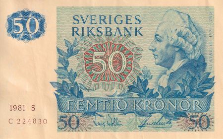 Suède 50 - Kronur - Gustav III - 1981 - Série S - P.53c