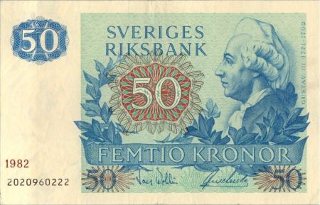 Suède 50 Kronor Gustav III - 1982