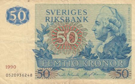 Suède 50 Kronor Gustav III - 1990
