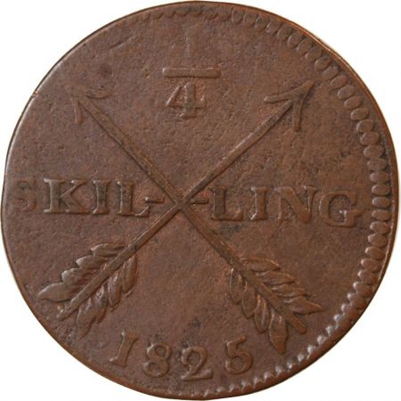 Suède SUÈDE  CARL XIV JOHAN - 1/4 SKILLING 1825