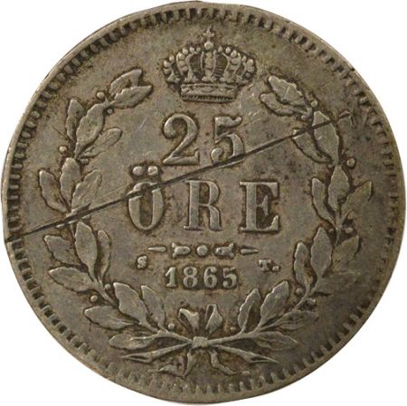 Suède Suède, Charles XV - 25 Öre Argent - 1865 ST