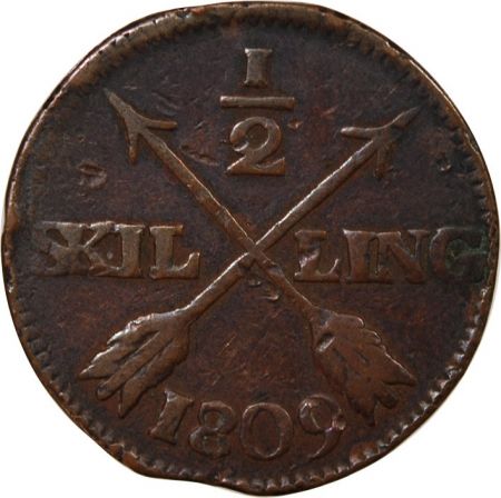 Suède SUÈDE  GUSTAV IV ADOLF - 1/2 SKILLING 1809