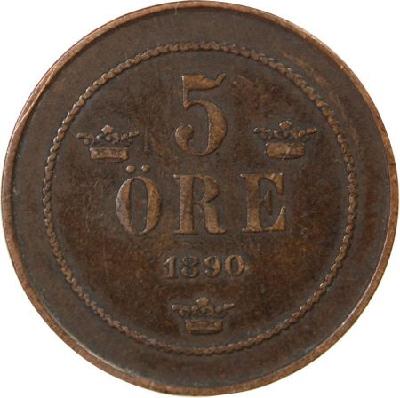 Suède SUEDE, OSCAR II - 5 ÖRE - 1890