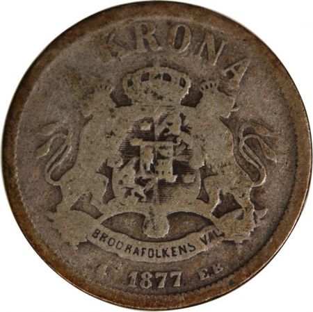 Suède SUÈDE  OSCAR II - KRONA ARGENT 1877