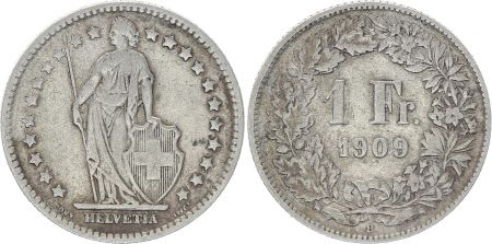 Suisse 1 Franc Helvetia - 1909 B Berne