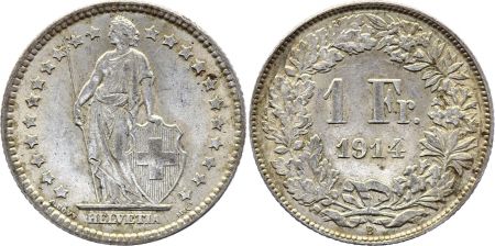Suisse 1 Franc Helvetia - 1914 B Berne