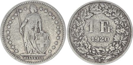 Suisse 1 Franc Helvetia - 1920 B Berne