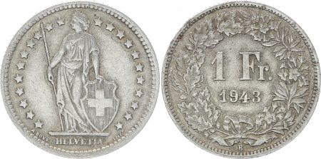 Suisse 1 Franc Helvetia - 1943 B Berne