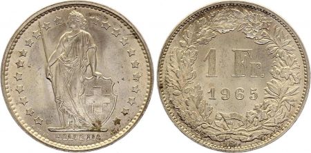 Suisse 1 Franc Helvetia - 1965 - B Bern - Argent