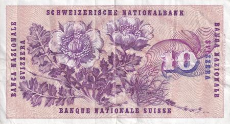 Suisse 10 Francs - Gottfried Keller - Fleurs - 1972 - P.45r