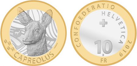 Suisse 10 Francs, Chevreuil  - 2019