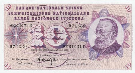 Suisse 10 Francs 1970 - Gottfried Keller, Oeillets