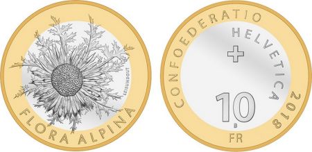 Suisse 10 Francs Chardon argenté - 2018 Bimétal