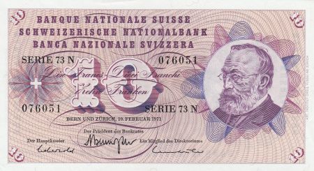 Suisse 10 Francs Gottfried Keller, Fleurs - 1971