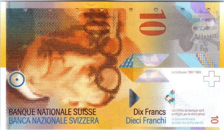 Suisse 10 Francs Le Corbusier - 2013 format vertical