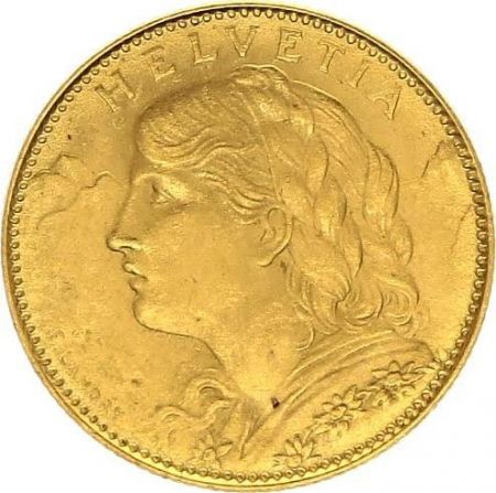 Suisse 10 Francs Vreneli 1922 - B Berne Or