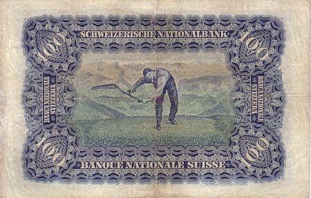 Suisse 100 Francs 1926 -  Tête de Femme, Paysan