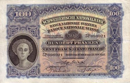 Suisse 100 Francs 1927 - Tête de Femme, Paysan