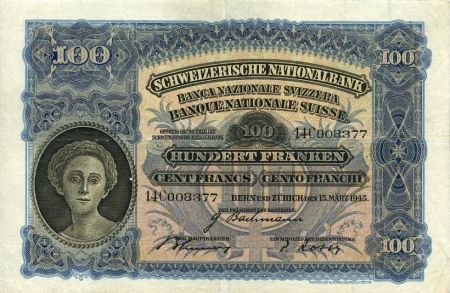 Suisse 100 Francs 1927 - Tête de Femme, Paysan45